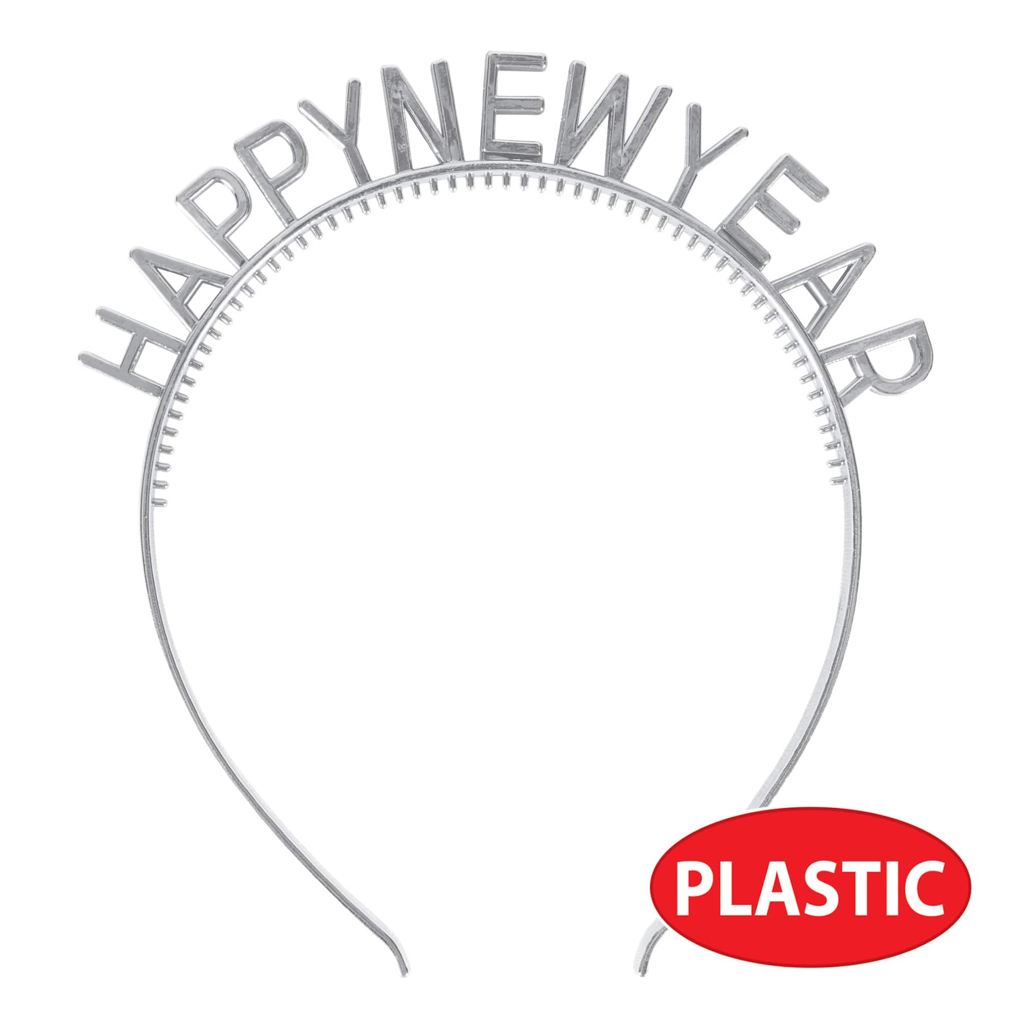 Beistle Adult Silver Happy New Year Headbands, 4ct.